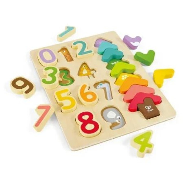 HAPE DEČIJE DRVENE PUZLE BROJEVI I BOJE